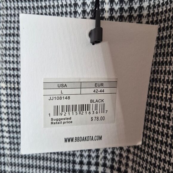 Jack By BB Dakota Black and White Checkered Dress Size Large - Picture 7 of 12